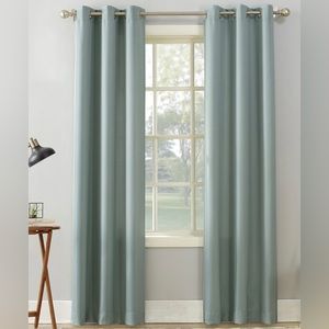 No. 918 Sora Casual Textured Grommet Curtain Panel; 3 Single Panels 40x84 Aqua